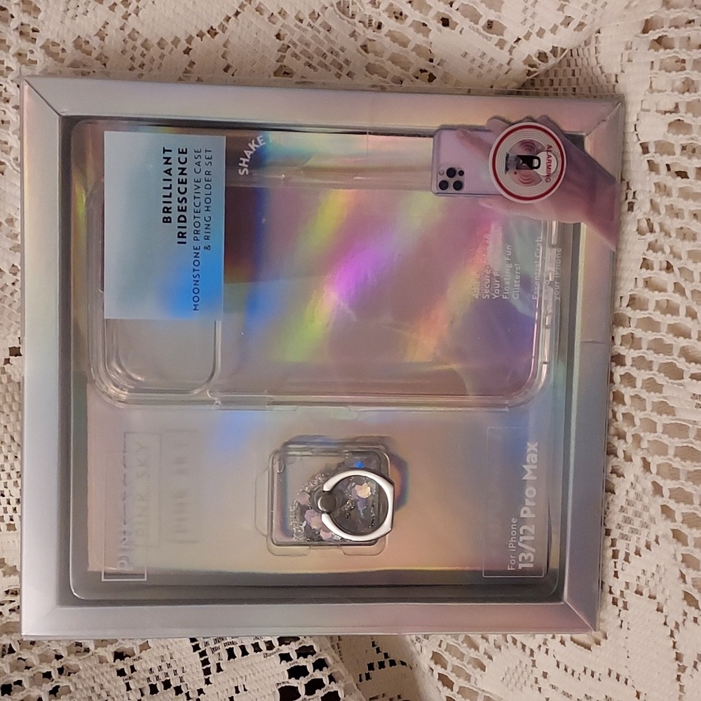 Pink Sky MOONSTONE protective case & RING HOLDER SET Color: Clear